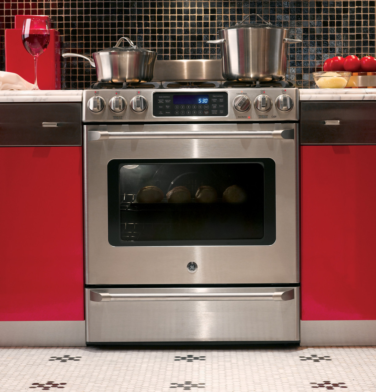 GE Café™ Series Slide-In Front Control Dual-Fuel Range with Baking