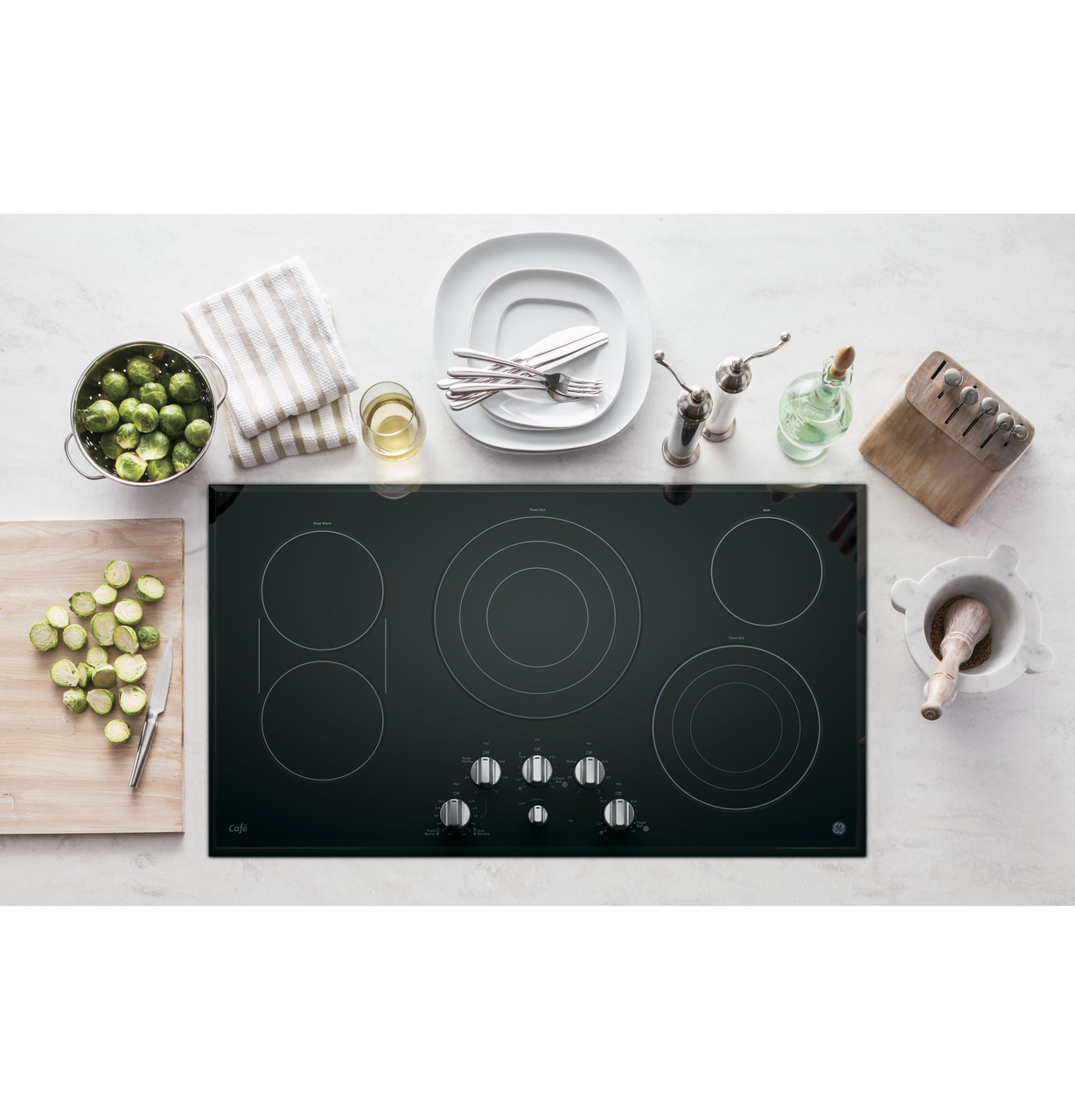 Café™ 36 Knob-Control Electric Cooktop - CEP70362MS1 - Cafe Appliances