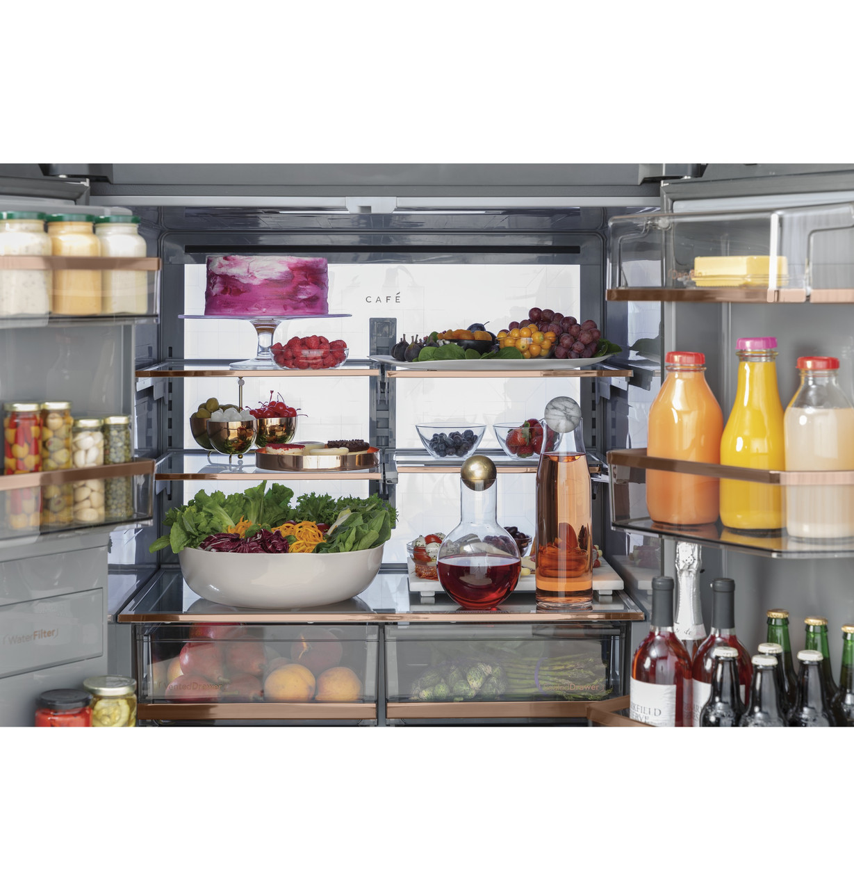 Café™ ENERGY STAR® 28.7 Cu. Ft. Smart 4-Door French-Door Refrigerator in  Platinum Glass With Dual-Dispense AutoFill Pitcher - CGE29DM5TS5 - Cafe  Appliances