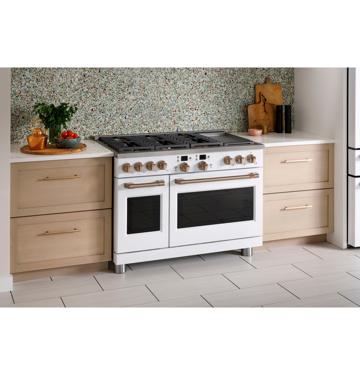 ge cafe 6 burner double oven gas range