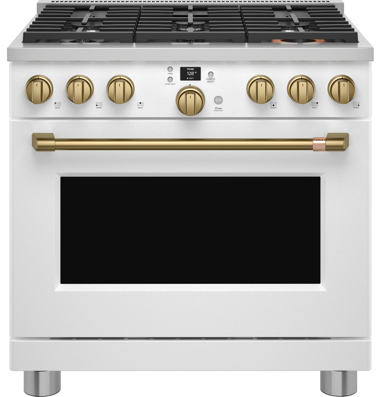 36 in. 5 Burner Dual Fuel Range with Gas Stove and Electric Oven and True  Convection Bake Function in Stainless Steel
