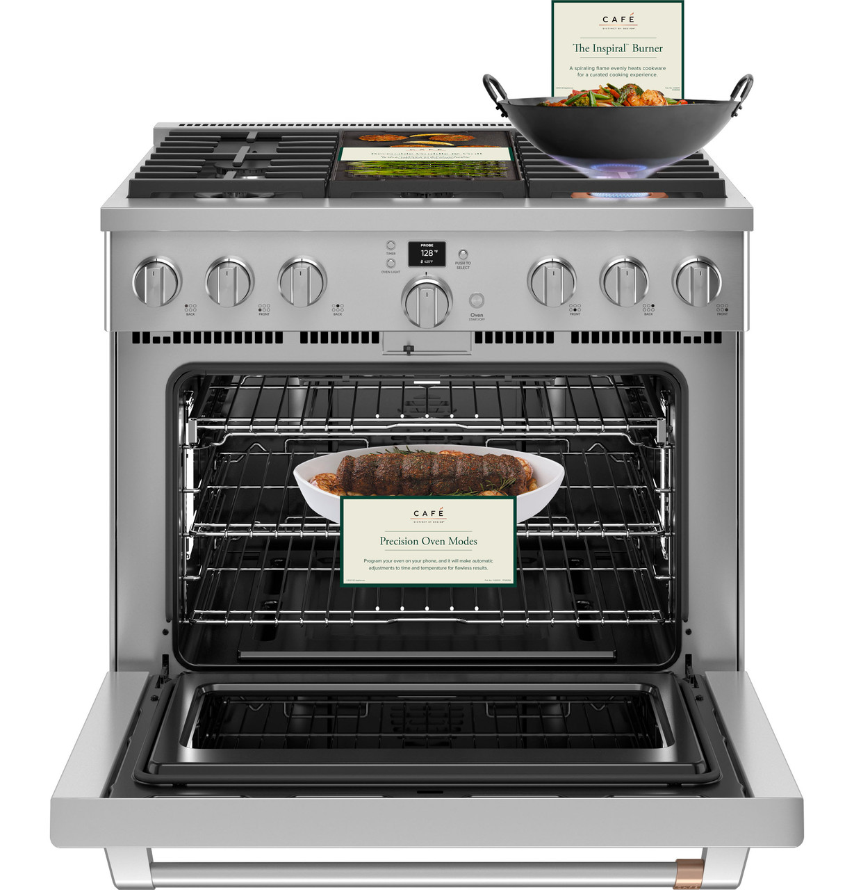 Café™ 36 Commercial-Style Gas Rangetop with 6 Burners (Natural Gas) -  CGU366P2TS1 - Cafe Appliances