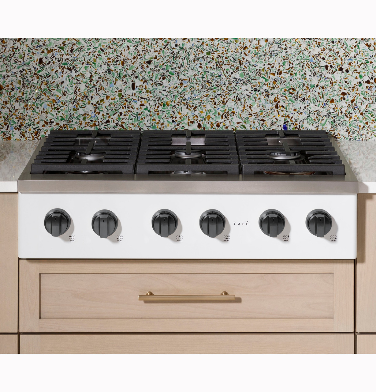 Cafe - CGU486P2TS1 - Café™ 48 Commercial-Style Gas Rangetop with 6 Burners  and Integrated Griddle (Natural Gas)-CGU486P2TS1