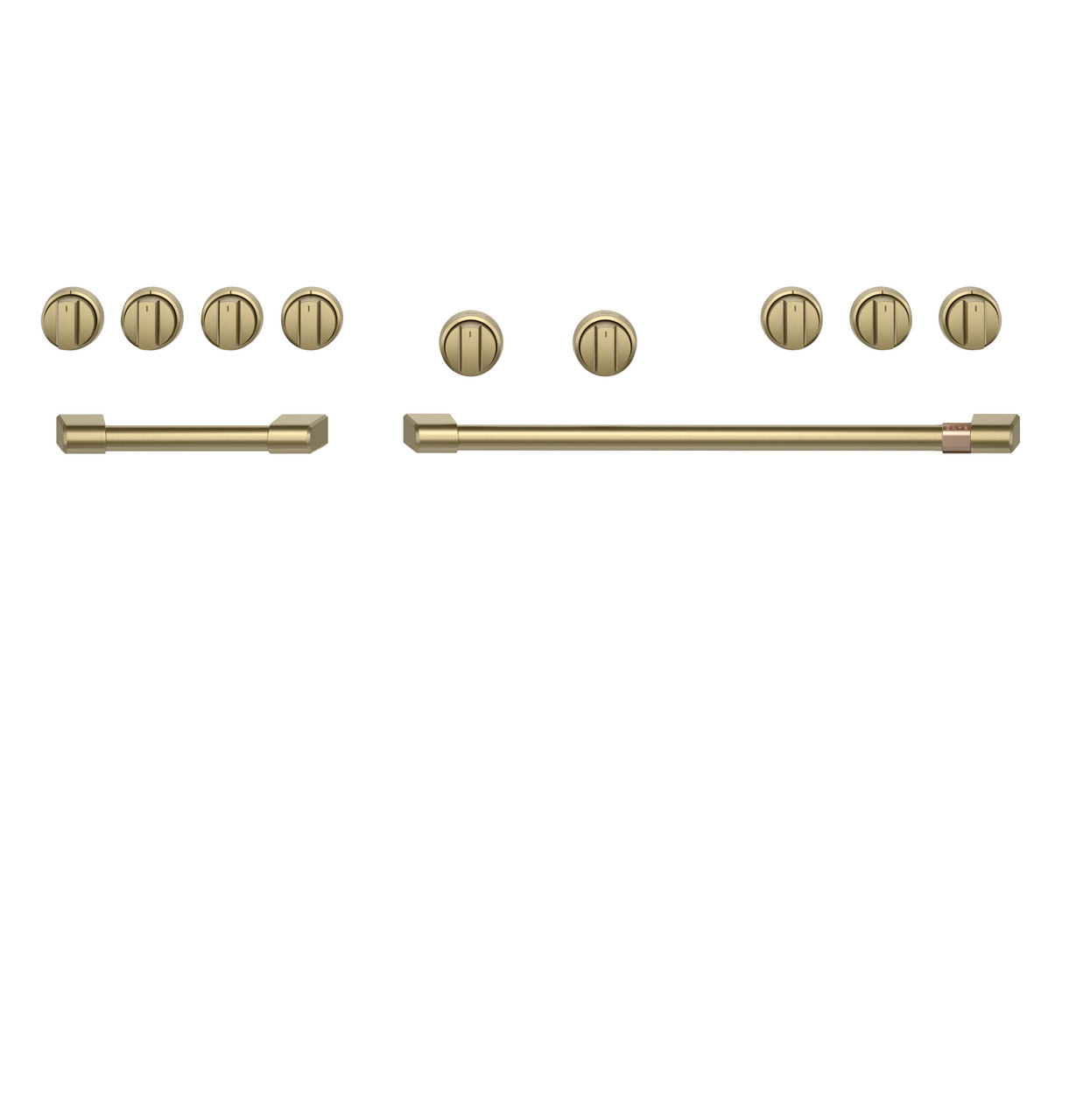 CAFÉ™ 48” Brushed Brass Handle & Knob Set for Pro Range and