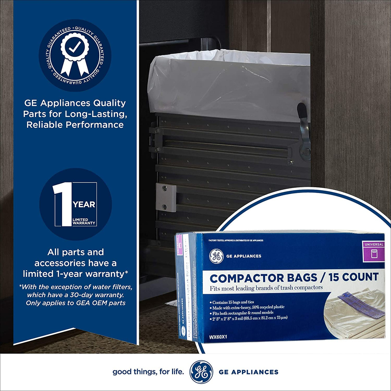 Trash Compactor Bags (15 Bags Per Pack) - WX60X1 - Cafe Appliances