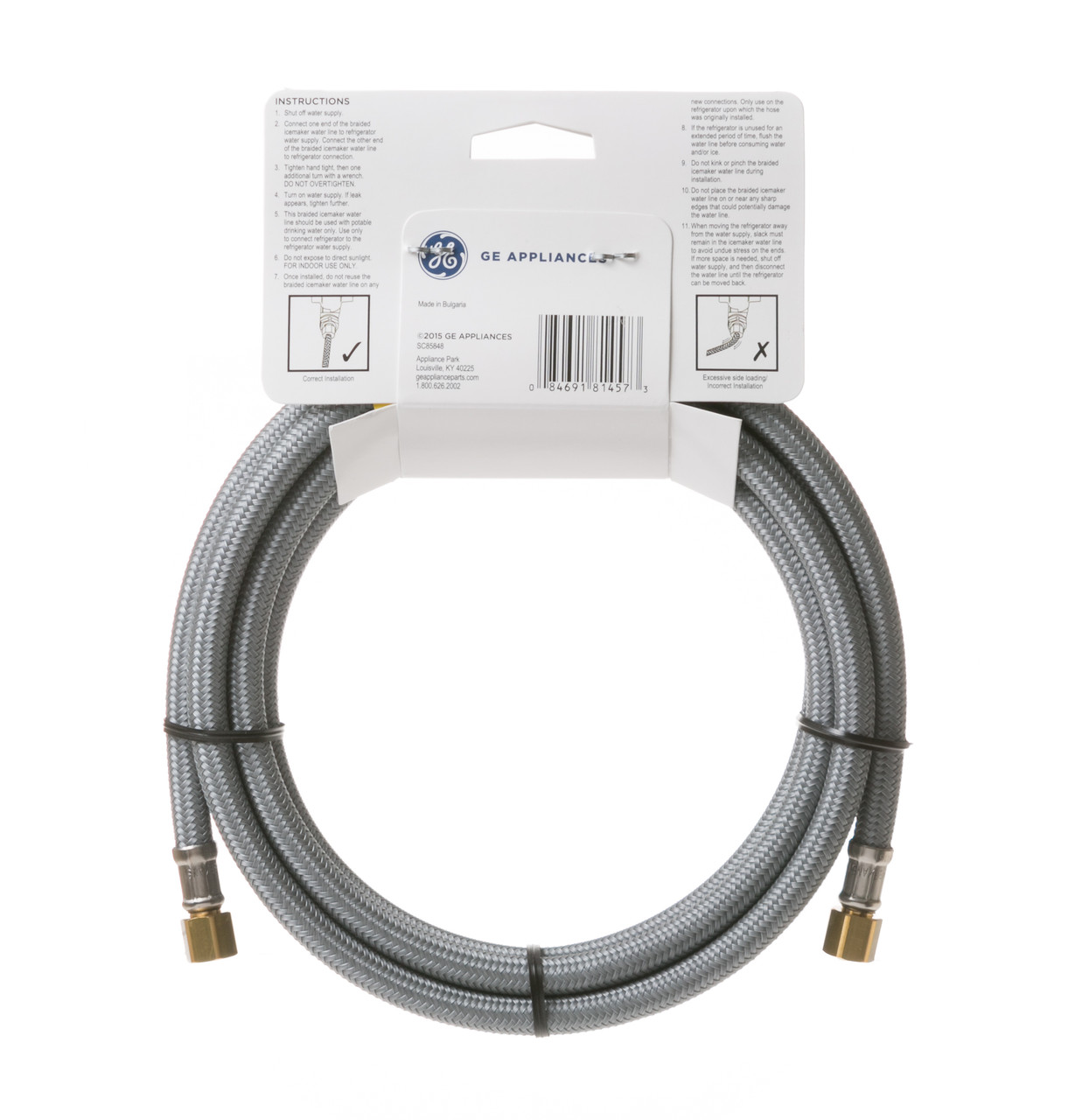 8' Universal Braided Water Line for Icemaker and/or Dispenser - PM08X10008  - Cafe Appliances