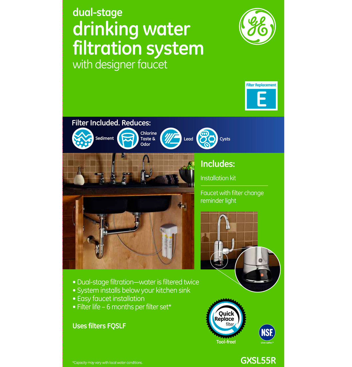 DUAL STAGE DRINKING WATER FILTRATION SYSTEM - GXSL55R - Cafe