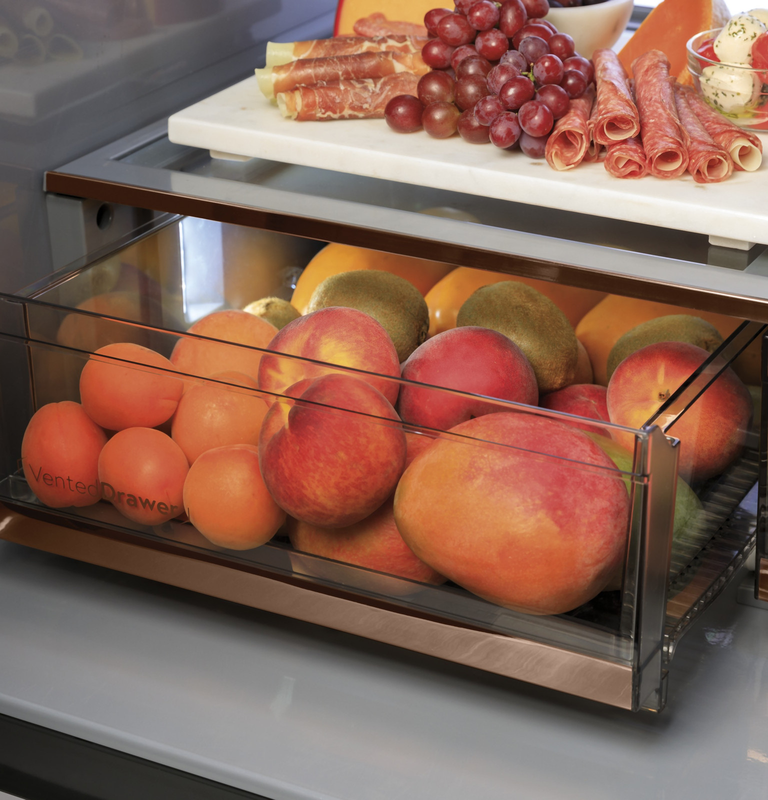 Cafe CVE28DM5NS5 27.8 cu. ft. Smart 4-Door French Door Refrigerator in Platinum Glass, ENERGY STAR on Fridge.com