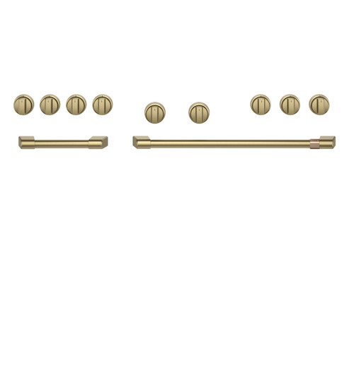 Café™ 36 Brushed Brass Handle & Knob Set for Pro Range and