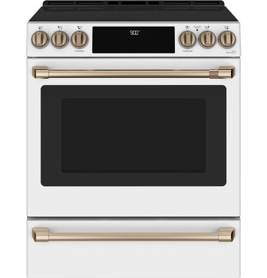 Café Café™ 30" Smart Slide-In, Front-Control, Induction and Convection Range with Warming Drawer - CHS900P4MW2