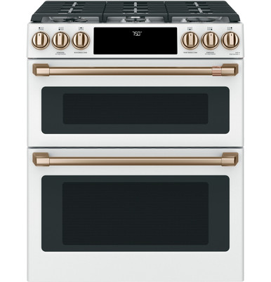 Café CCGS750P4MW2 Café 30" Matte White Slide In Double Oven Gas Range ccgs750p4mw2