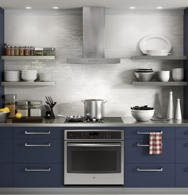 Cafe 30” Designer Wall Mount Range Hood w/ Dimmable LED Lighting in Stainless Steel size 28.5 H x 30 W x 20 D | UVW8301SLSS