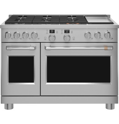 Cafe CAFÉ™ 48" Smart Dual-Fuel Commercial-Style Range with 6 Burners and Griddle (Natural Gas) in Stainless Steel C2Y486P2TS1