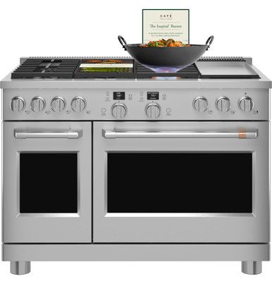 Cafe CAFÉ™ 48" Smart Dual-Fuel Commercial-Style Range with 6 Burners and Griddle (Natural Gas) in Stainless Steel C2Y486P2TS1