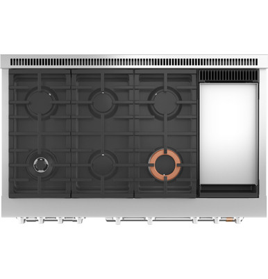 Cafe CAFÉ™ 48" Smart Dual-Fuel Commercial-Style Range with 6 Burners and Griddle (Natural Gas) in Stainless Steel C2Y486P2TS1