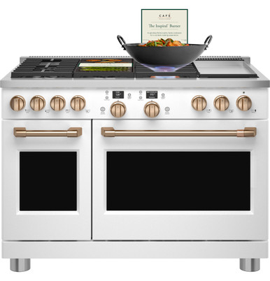Cafe CAFÉ™ 48" Smart Dual-Fuel Commercial-Style Range with 6 Burners and Griddle (Natural Gas) in Matte White C2Y486P4TW2
