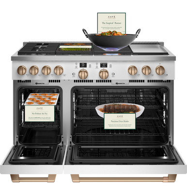 Cafe CAFÉ™ 48" Smart Dual-Fuel Commercial-Style Range with 6 Burners and Griddle (Natural Gas) in Matte White C2Y486P4TW2