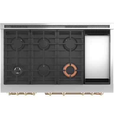 Cafe CAFÉ™ 48" Smart Dual-Fuel Commercial-Style Range with 6 Burners and Griddle (Natural Gas) in Matte White C2Y486P4TW2