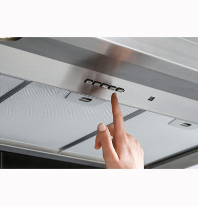 Cafe 30” Designer Wall Mount Range Hood w/ Dimmable LED Lighting in Stainless Steel size 10 H x 30 W x 21 D | UVW8304SPSS