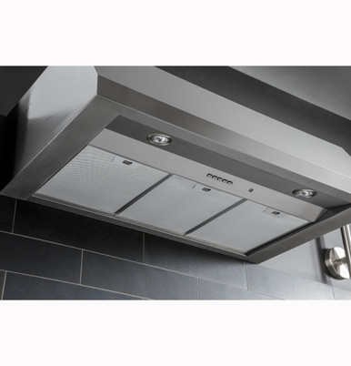 Cafe 30” Designer Wall Mount Range Hood w/ Dimmable LED Lighting in Stainless Steel size 10 H x 30 W x 21 D | UVW8304SPSS