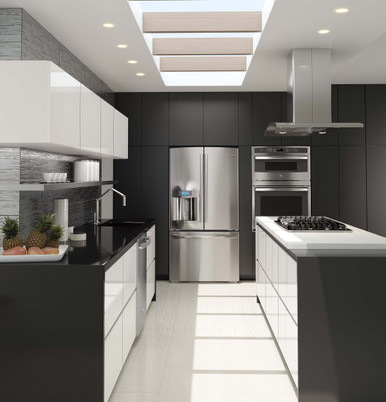 Cafe 36" Island-Mount Chimney Range Hood in Stainless Steel size 3.125 H x 35.875 W x 27.625 D | UVI7361SWSS