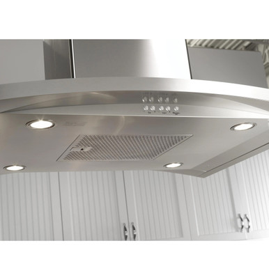 Cafe 36" Island-Mount Chimney Range Hood in Stainless Steel size 3.125 H x 35.875 W x 27.625 D | UVI7361SWSS