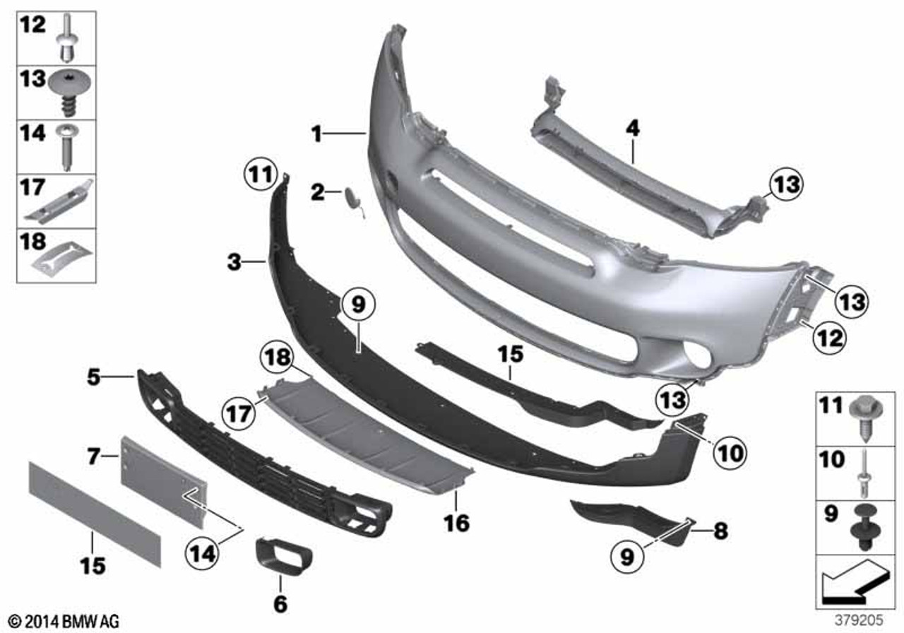 Genuine Front Lower Bottom Bumper Grille Grid Replacement 51 11 9