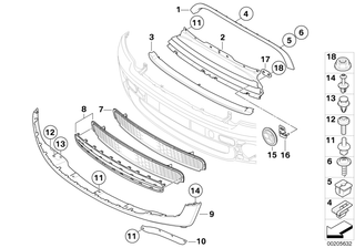 Genuine Front Bumper Upper Vent Grille Trim Black 51 11 2 751 291