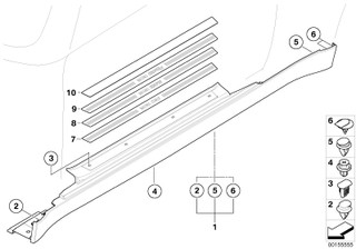 Genuine Door Sill Entrance Cover Kick Plate 51 71 7 052 125