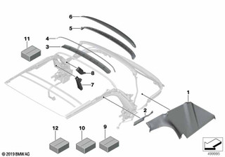 Genuine Left Passenger Side NS Center Soft Top Covering 54 34 2 758 089