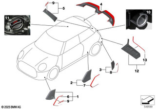 Genuine Rear Right Driver Side OS Winglet Kit Fits F65 51125B3B9E0