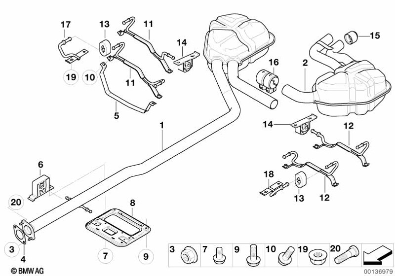 Genuine Rear Right Driver Side OS Exhaust Supporting Bracket 18 20 1 493 797