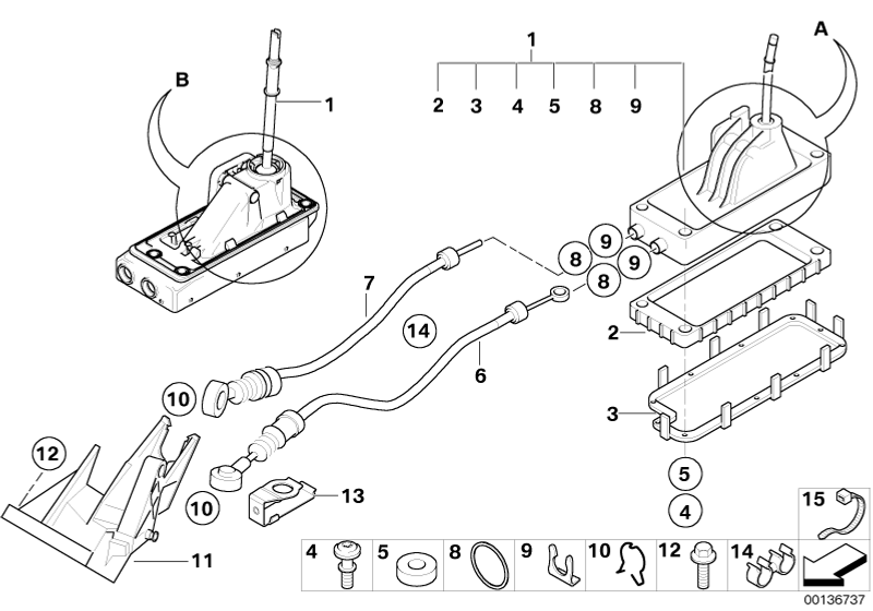 Genuine Gearshift Selector Shaft Cable Manual Transmission 25 11 7 515 456