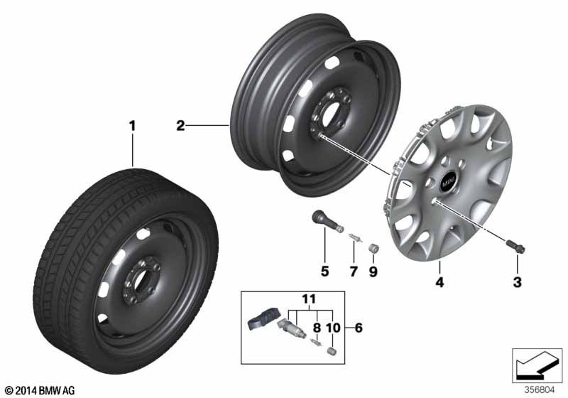 Genuine 15" Wheel Rim Steel Black 5.5Jx15 ET:46 36 11 6 851 510