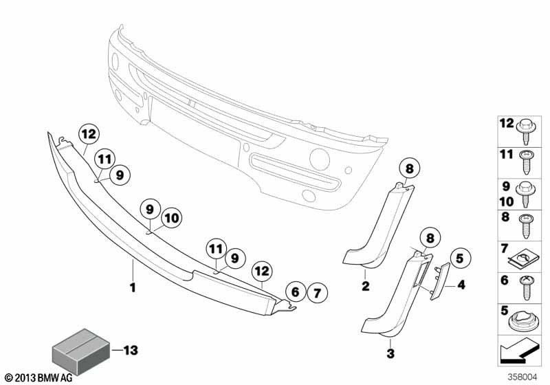 Genuine Front Right Driver Side OS Offside Spoiler Black 51 11 6 800 133