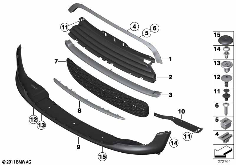 Genuine Front Middle Bottom Grille Replacement Spare Part 51 11 7 250 785