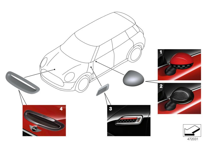 Genuine JCW Outside Mirror Shroud Cap Cover Carbon Right O/S 51 16 2 445 904