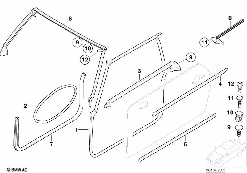 Genuine Front Door Seal Gasket Between Door And Entrance 51 33 7 050 534