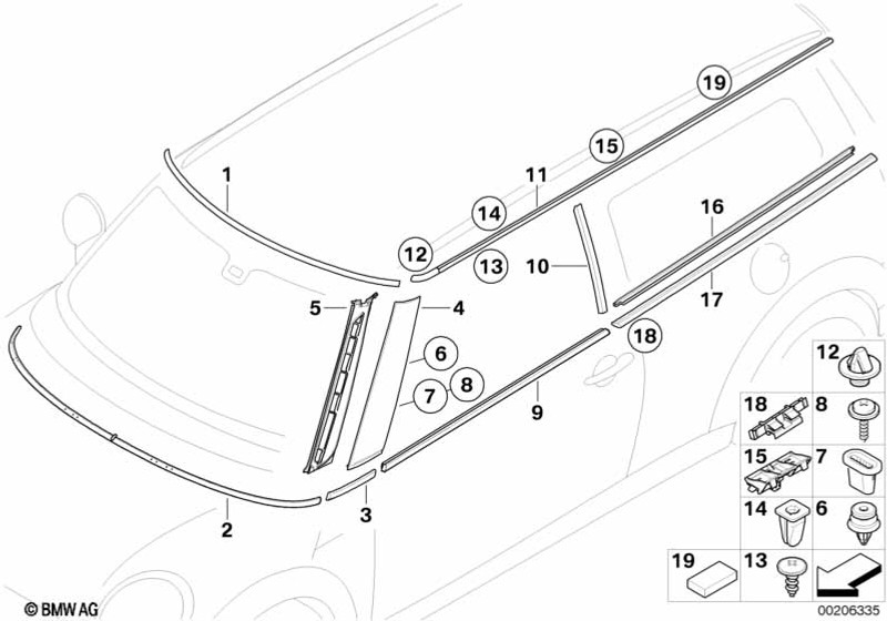 Genuine Right Driver Side OS A-Pillar Foam Insulation Gasket 51 33 7 146 096