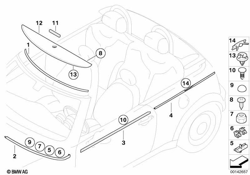 Genuine Right Driver Side OS Bottom Window Windshield Cover 51 31 7 051 528