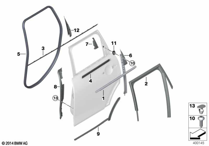 Genuine Rear Right Driver Side OS Bottom B Column Sealing 51 76 7 322 458