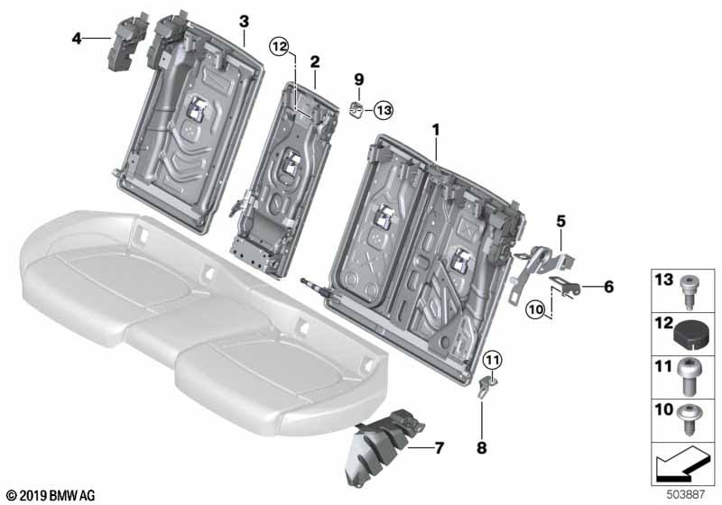 Genuine Rear Left Passenger Side NS Nearside Seat Catch Bracket 52 20 7 423 769