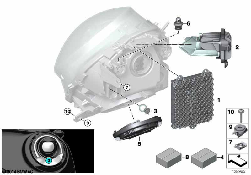 Genuine Headlight Headlamp Holder Set Additional Parts 63 11 7 383 206