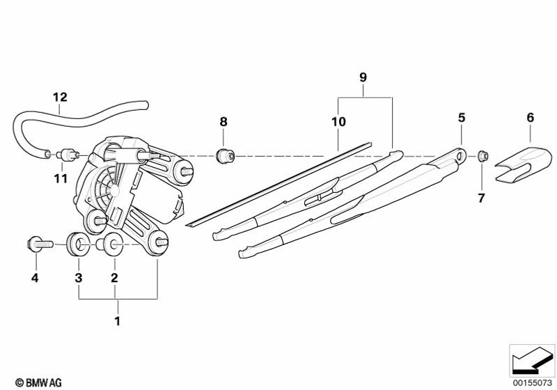 Genuine Rear Windscreen Windshield Window Wiper Arm Cleaning 61 62 7 044 625