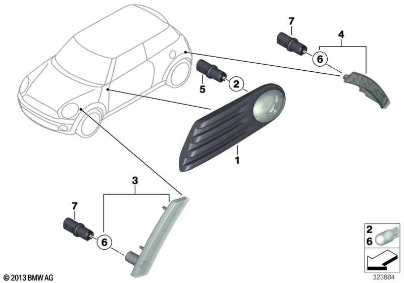 Genuine Left NS Additional Turn Indicator Light Lamp White 63 13 2 754 253