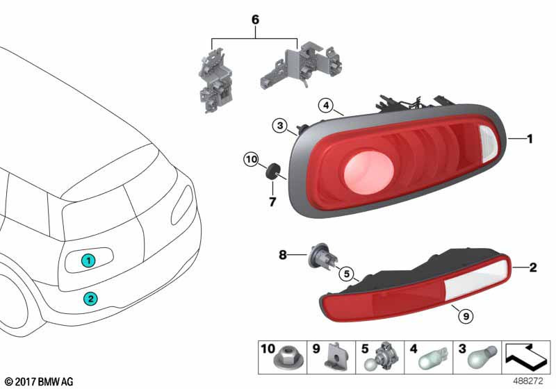 Genuine Right Driver Side OS Offside Bumper Rear Light Lamp 63 21 7 352 158