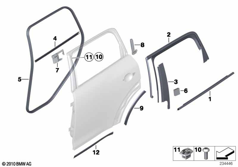 Genuine Rear Left Passenger Side NS Nearside Door Seal Sealing 51 35 9 807 075