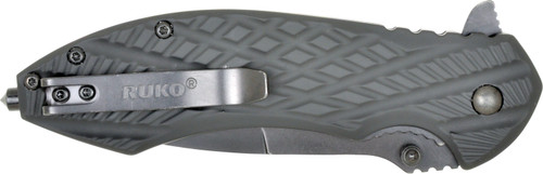 440C, 3-1/4" serr. Folding Blade Knife, Black Handle, BBPS - Clamshell