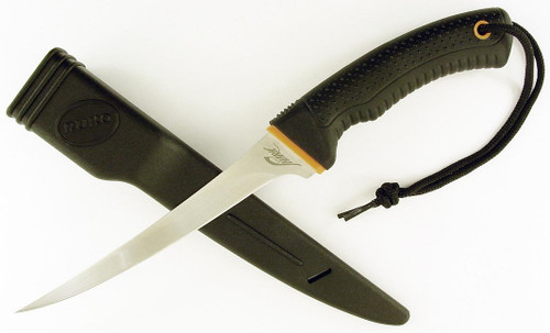 420J2, 6-1/2" Fixed Blade Fillet Knife, Non-Slip Rubber Handle
