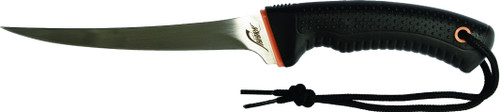 420J2, 6-1/2" Fixed Blade Fillet Knife, Non-Slip Rubber Handle